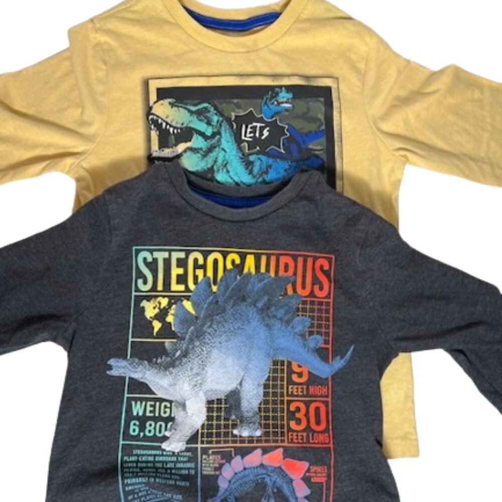 Two (2) Long-Sleeved Kids' T-Shirts with Dinosaur Graphics